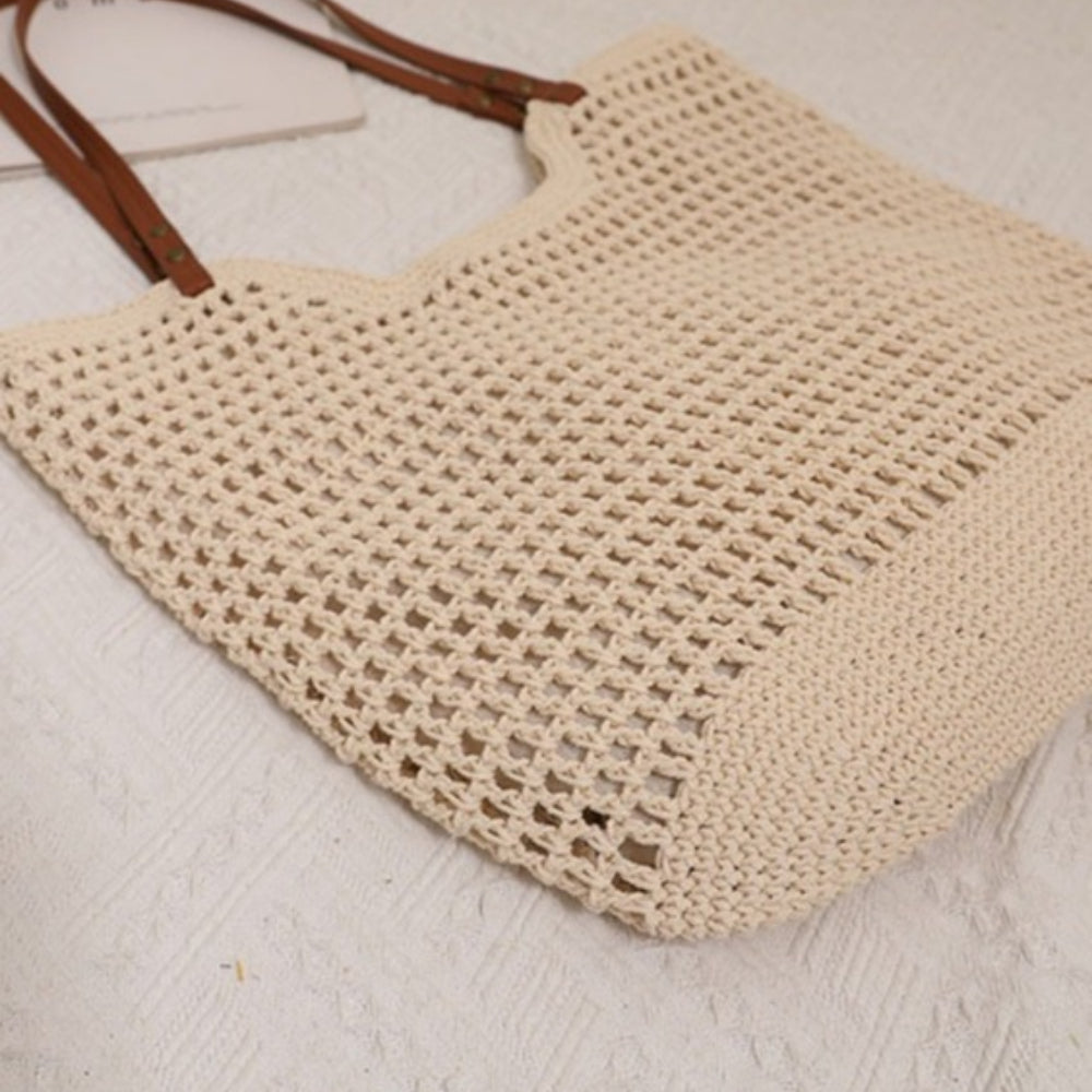 Oversized Openweave Straw Tote Bag Women Vacation N6E033