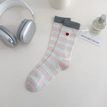 Load image into Gallery viewer, Striped Heart Embroidery Stack Socks Women Retro N6H012