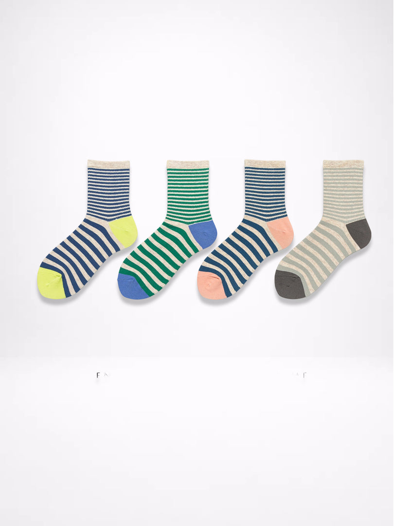 Color Block Stripe Athletic Mid-Calf Socks Women N6C166