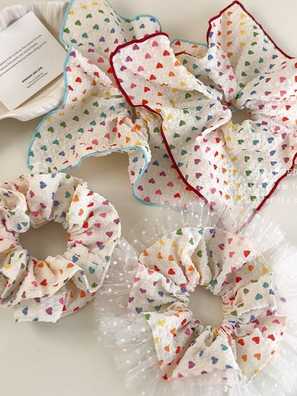Dopamine Color Heart Bubble Scrunchie Women N6C016