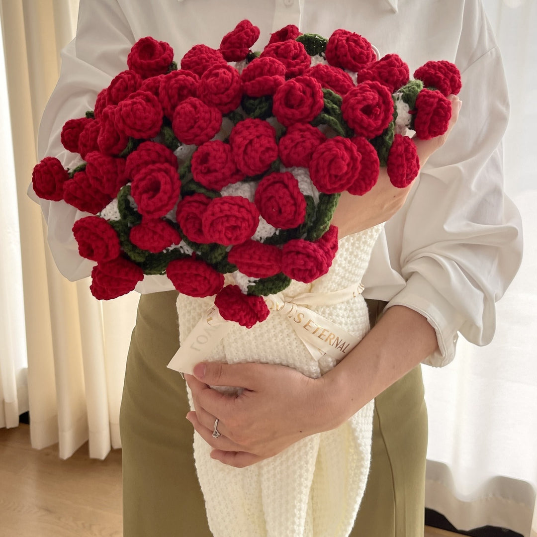 Handmade Crochet Rose Bouquet Throw Blanket Floral N6G001