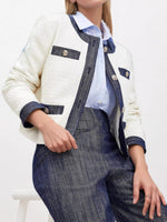 Load image into Gallery viewer, Contrast Trim Short Jacket Women White N5A439