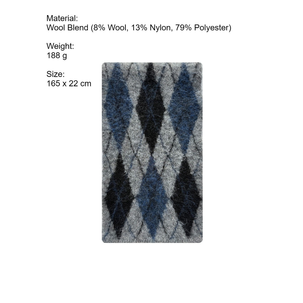 Diamond Pattern Wool Blend Knitted Scarf Unisex Men N6H220