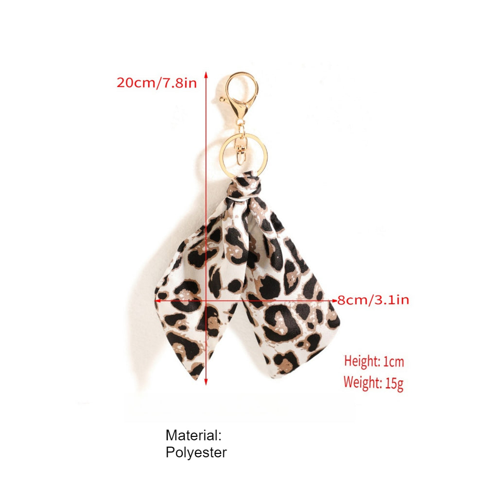 Leopard Print Fabric Keychain Bag Charm Car Ornament N6G117