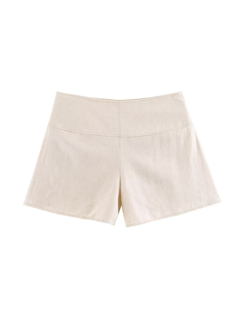 Sleeveless Stand Collar Knot Zip Vest Shorts Set N6F202