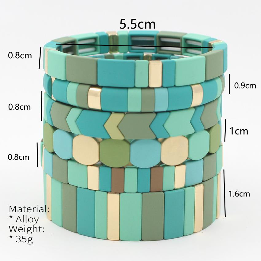 Frosted Enamel Bangle Mint Jade Geometric Alloy S5P037