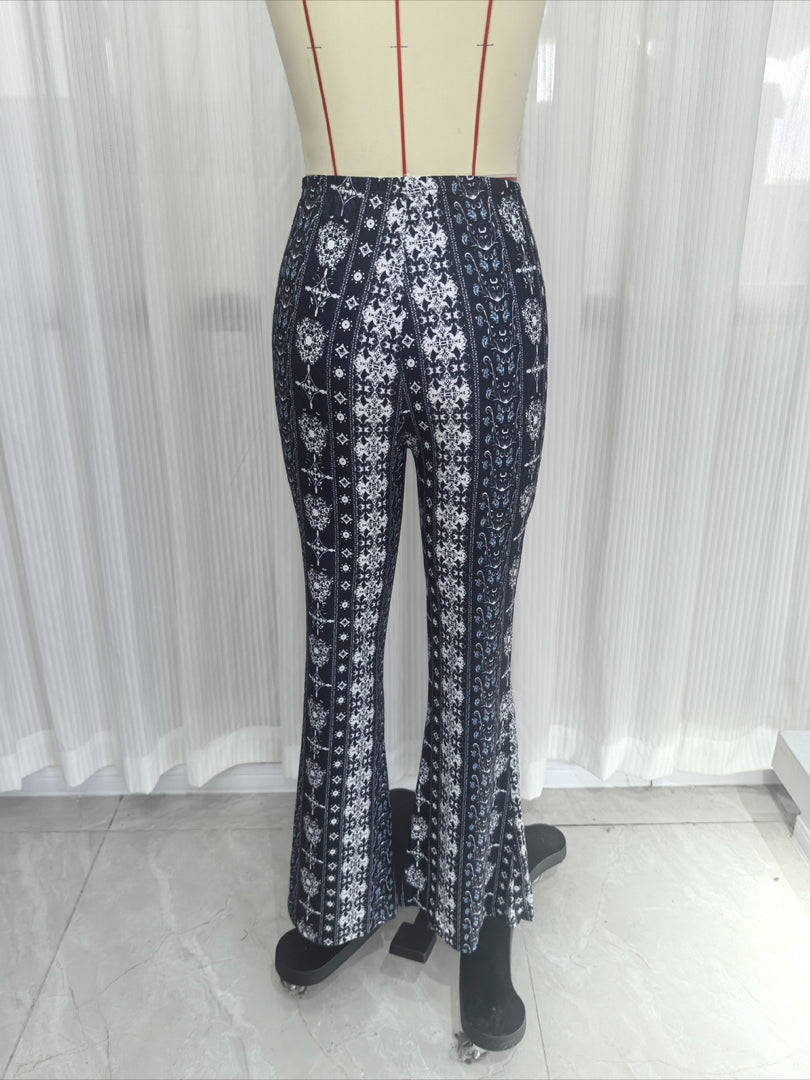 Bohemian High Waist Flared Leggings Pants Women N6F233