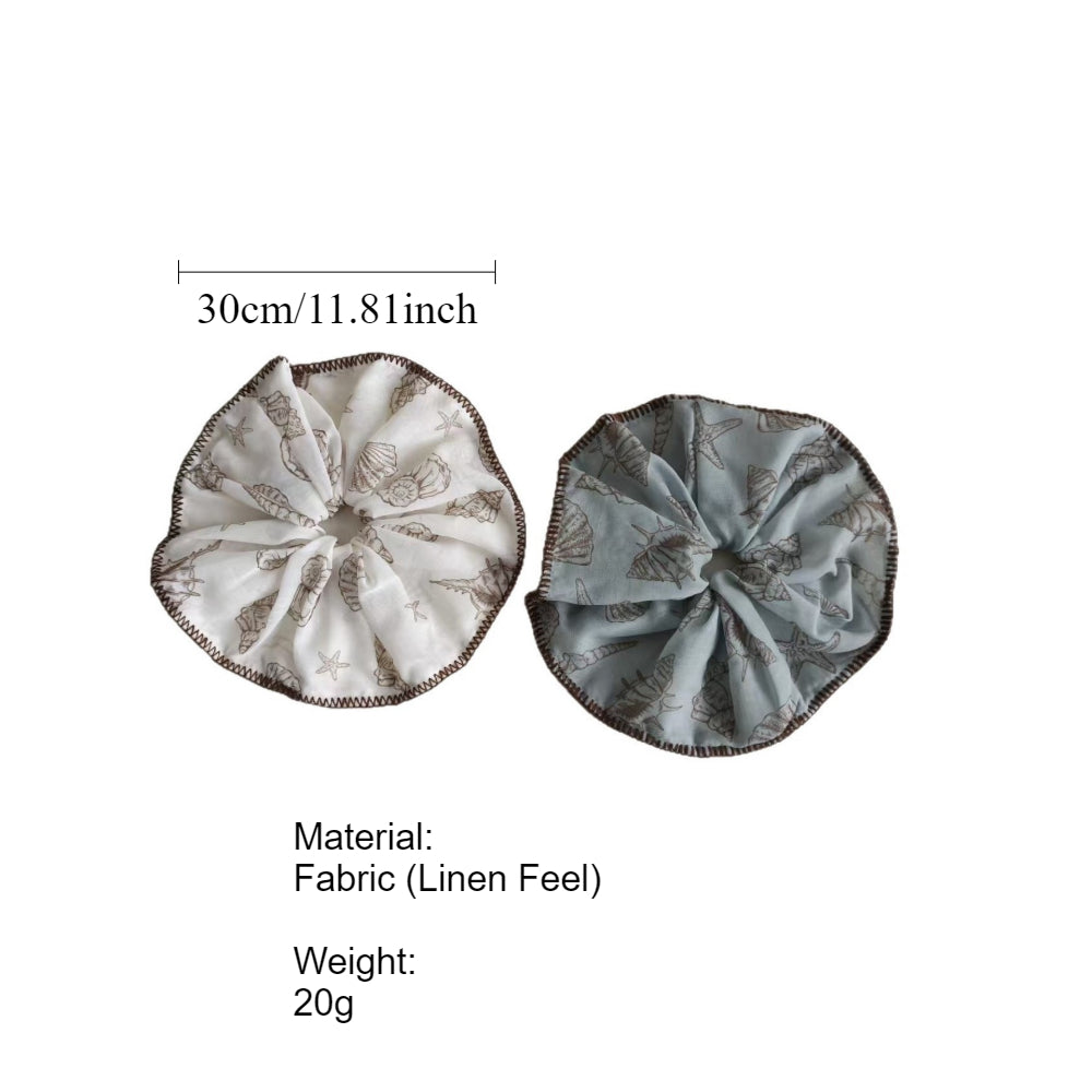 Starfish Shell Edge Scrunchie Beach Vacation Linen N6F137