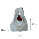 Load image into Gallery viewer, Denim Wristlet Bag Red Plaid Color Block Shoulder S5P863