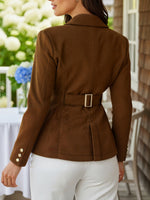 Load image into Gallery viewer, Suede Texture French Button Long Sleeve Blazer Women N6G294
