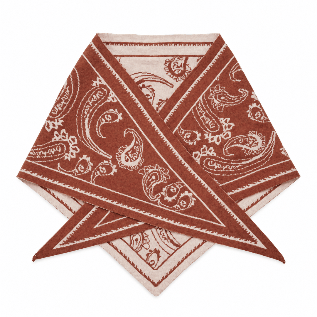 Paisley Cotton Feel Knit Triangle Scarf Shawl N6K244