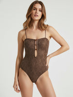 Load image into Gallery viewer, Solid Color Jacquard One-Piece Swimsuit Women N6C298