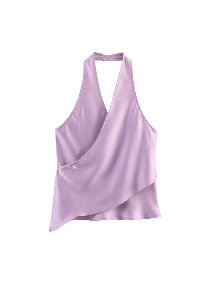Halter Neck Satin Camisole Women N6C264