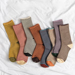 Load image into Gallery viewer, Solid Base Striped Cotton Mid-Calf Socks Women N6H011