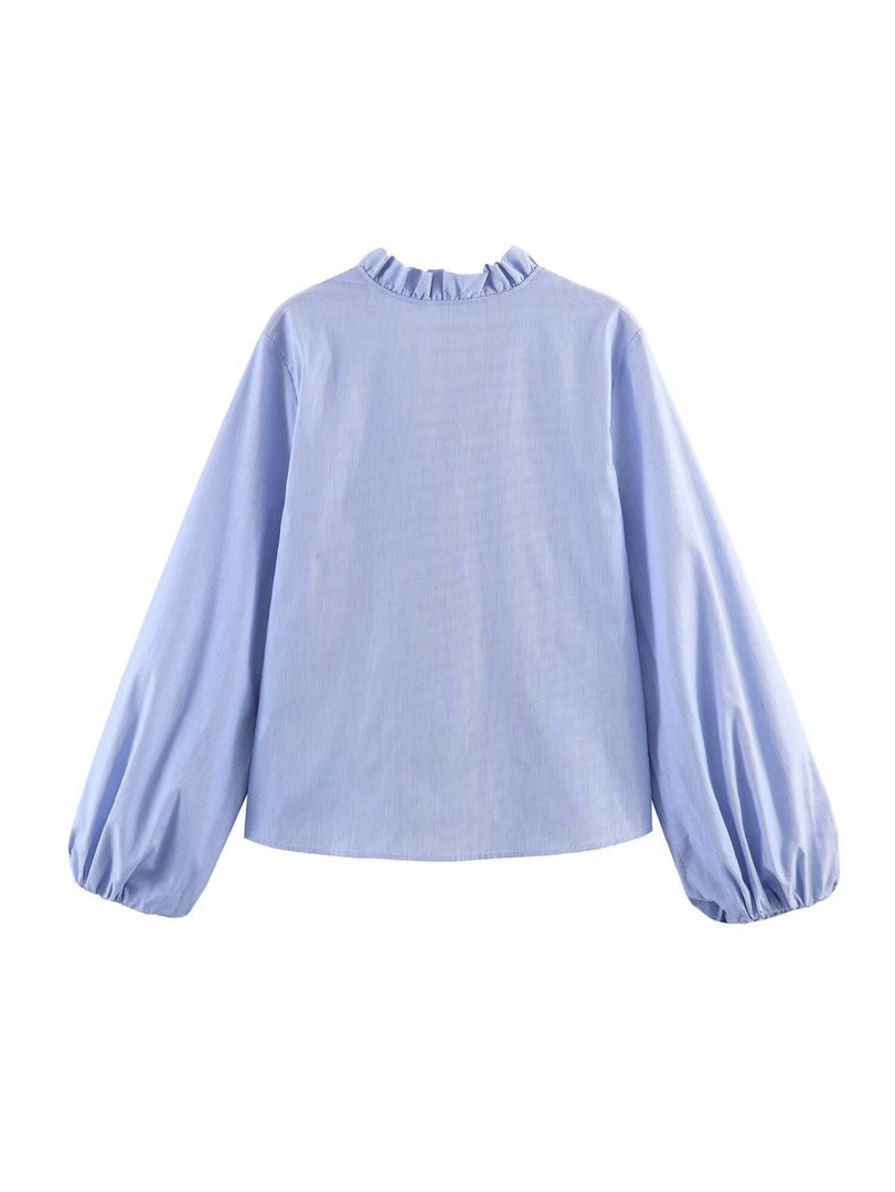 Ruffle Detail Poplin Crop Shirt Women N6C103