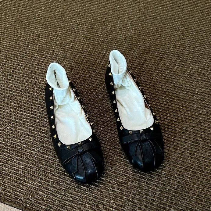 Ballet Flats with Bow and Studs Women N6C151