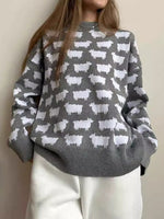 Load image into Gallery viewer, Alpaca Print Crew Knit Set In Mid Weight N5Z413
