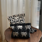 Load image into Gallery viewer, Black Canvas Zipper Pouch Embroidered Detailing  S5P365

