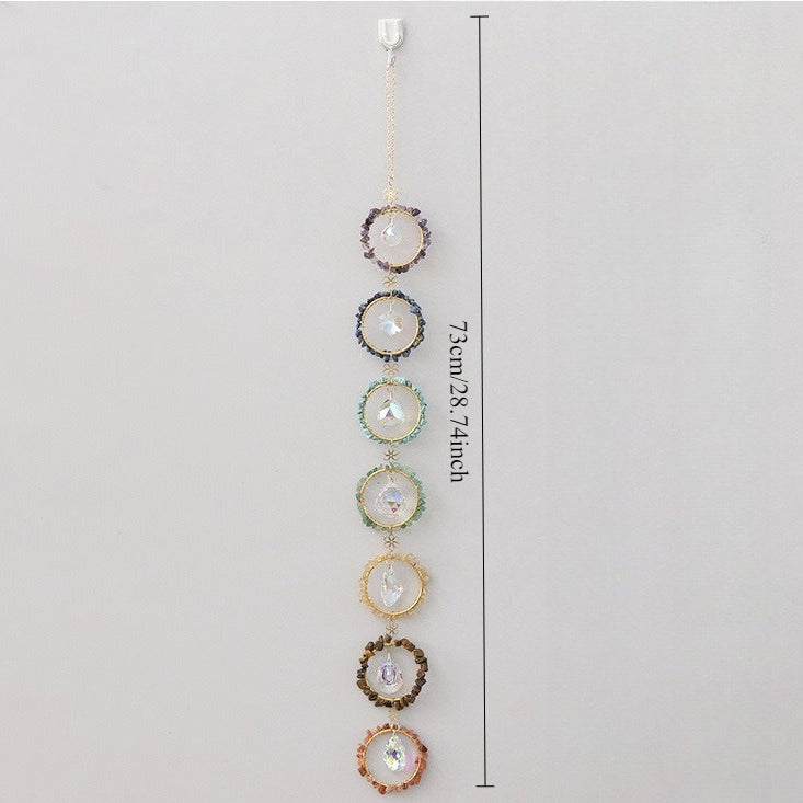 Natural Crystal Dream Catcher Wind Chime Hanging Decor N6F296
