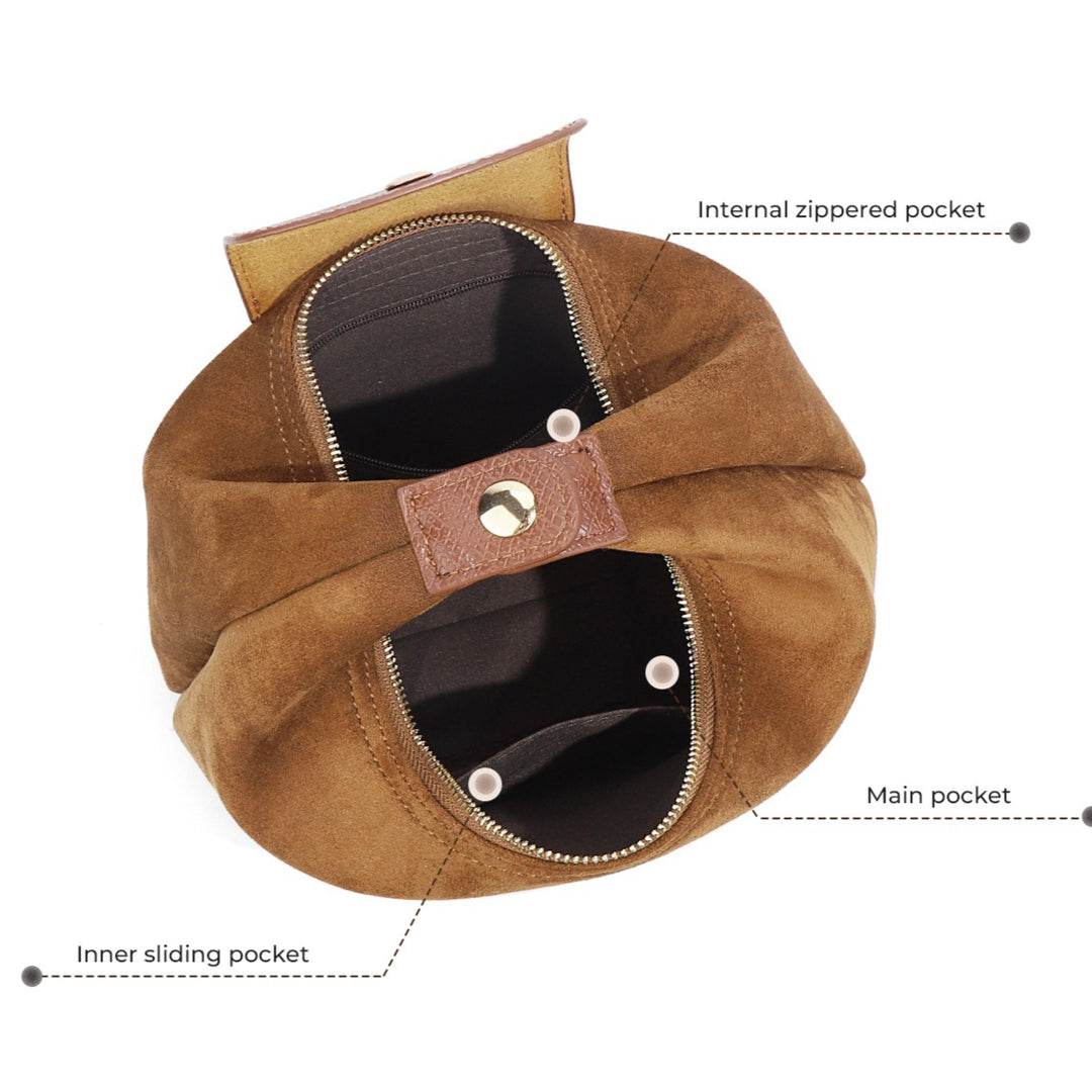 Women's Suede Dumpling Shoulder Handbag N6J158
