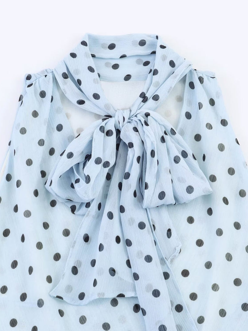 Polka Dot Sleeveless Top and A-Line Skirt Set N6E170