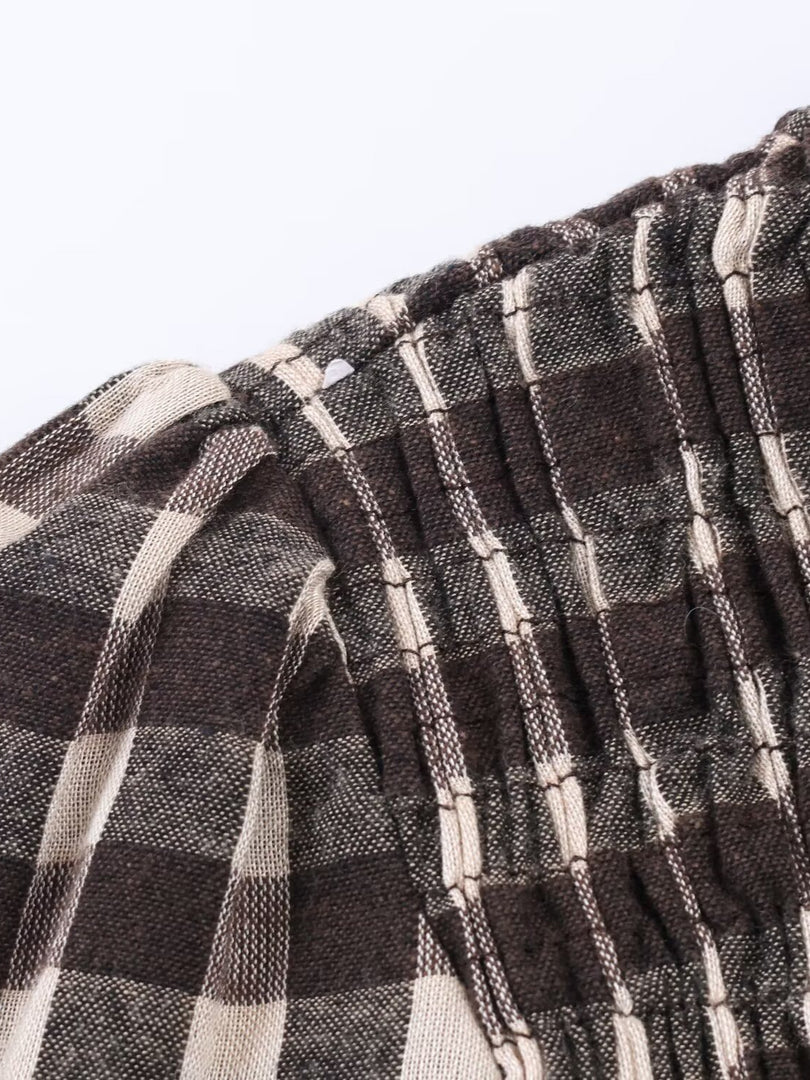Honeycomb Check Pullover Shirt Women N6C094