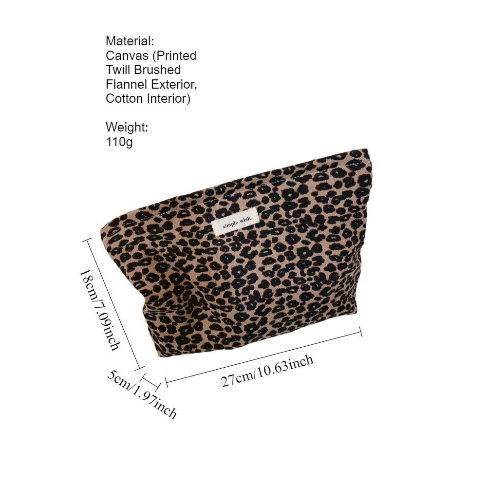 Vintage Leopard Print Canvas Makeup Bag Zipper Pouch N6F105