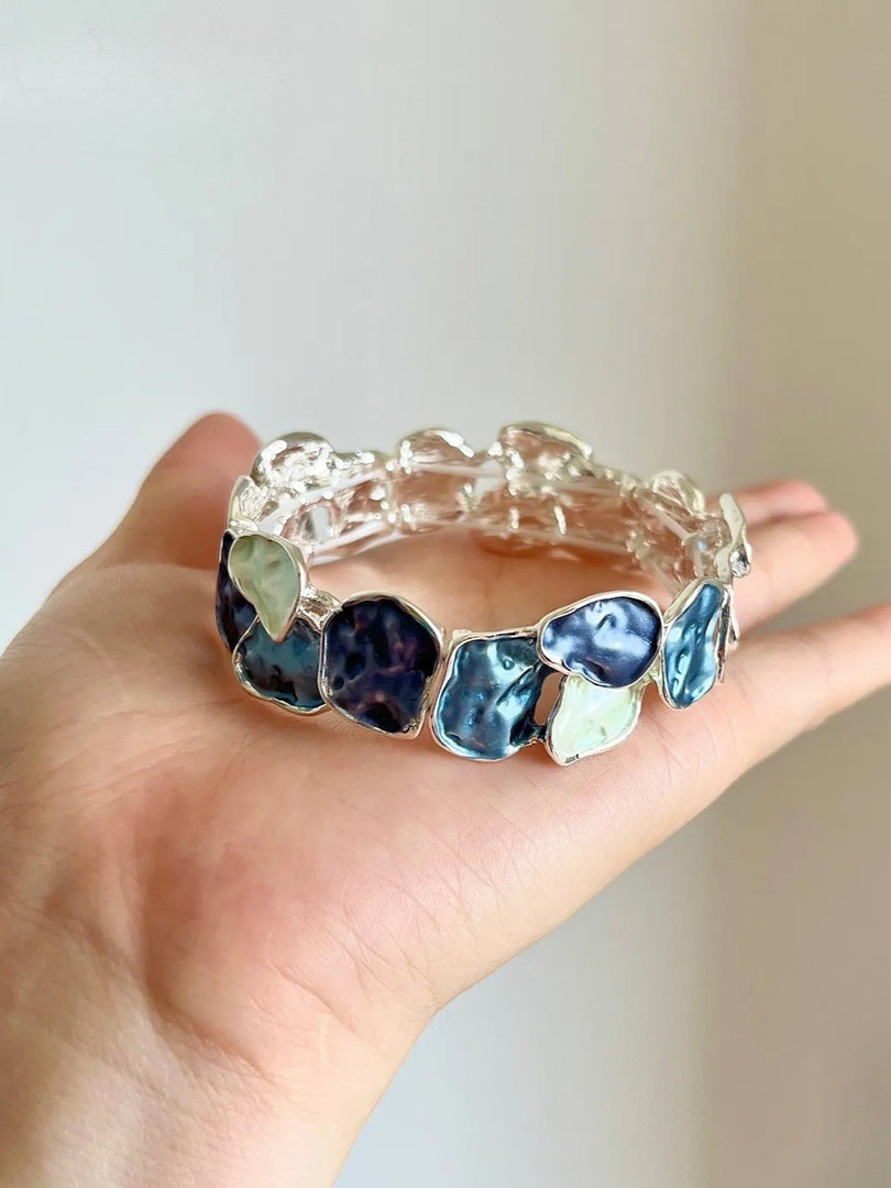 Enamel Square Geometric Stretch Bangle Women N6C218