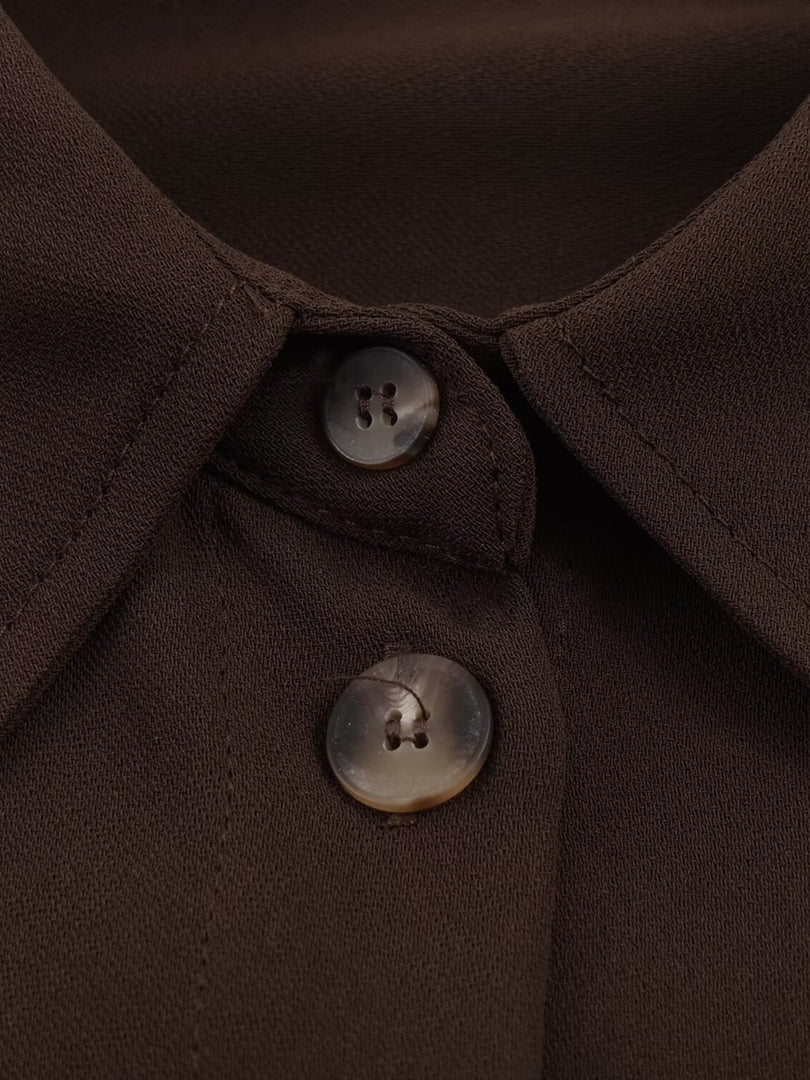 Crop Collar Shoulder Tab Shirt Women N6C114