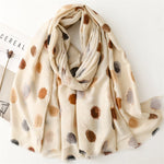 Load image into Gallery viewer, Cotton Linen Feel Metallic Foil Polka Dot Scarf Shawl N6H255