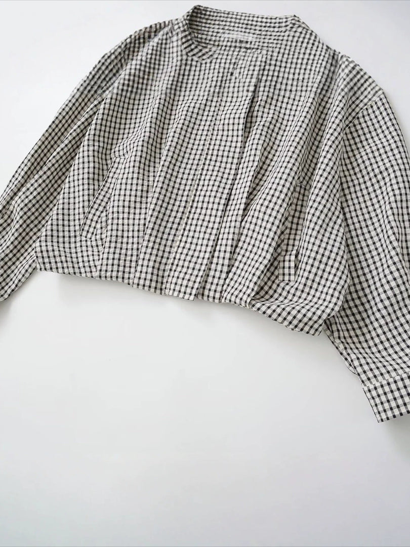 Loose Zip Stand Collar Plaid Bomber Jacket Women N6G154