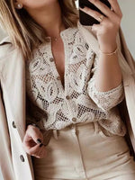 Load image into Gallery viewer, Women's Knit Hollow Out Button Top Commuter Style N6G267