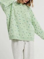Load image into Gallery viewer, Floral Print Knit Pullover Round Neck Long Sleeve N6G145