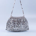 Load image into Gallery viewer, Handwoven Silver Gold Bead Large Hobo Shoulder Bag N6E021