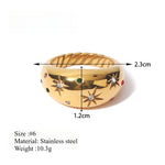 Load image into Gallery viewer, Hexagon Star Ring Steel Rhodium Plated Lightweight S5P064