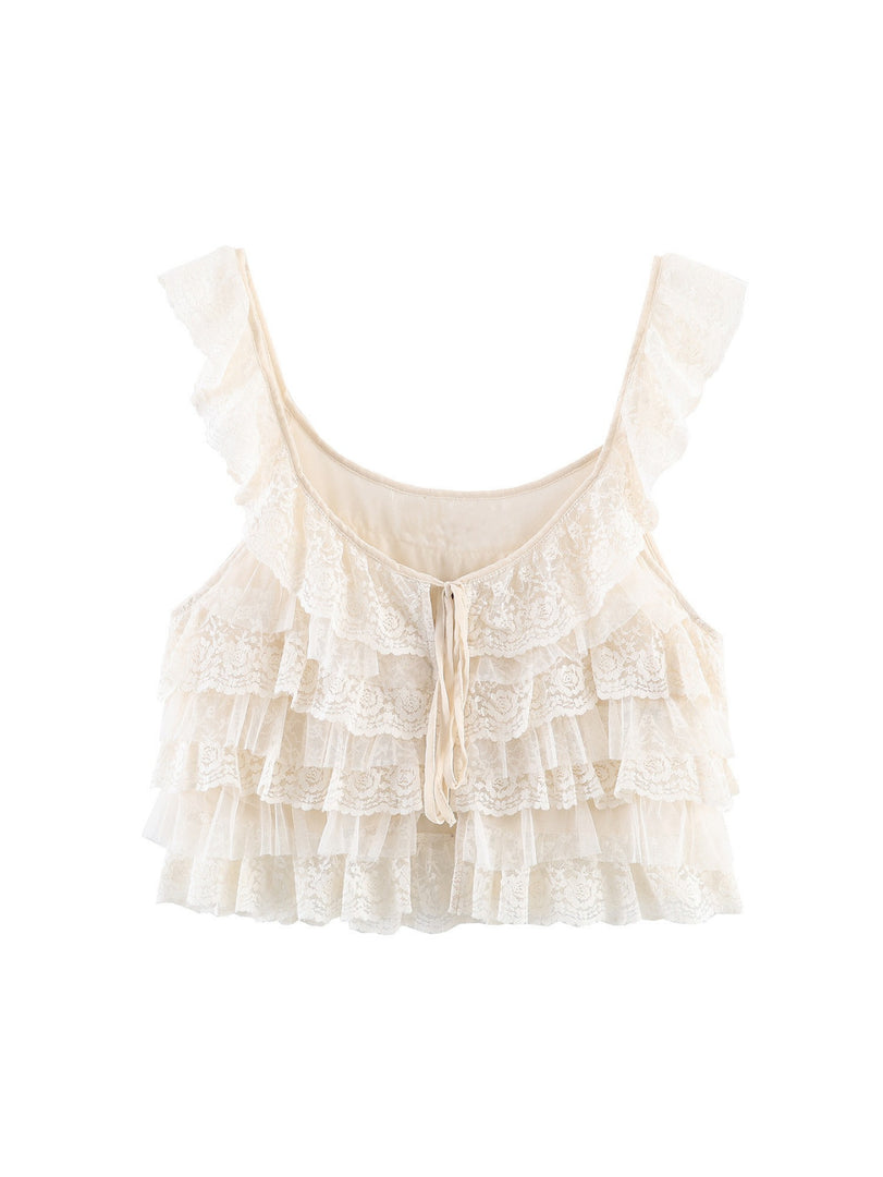 Layered Lace Crop Camisole Top Women N6C279