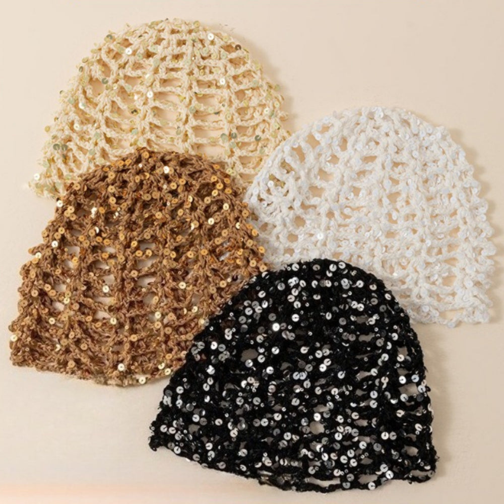 Hollow Out Sequin Handmade Cotton Mesh Hat N6G222