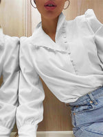 Load image into Gallery viewer, Mandarin Collar Office White Shirt Women N6C135
