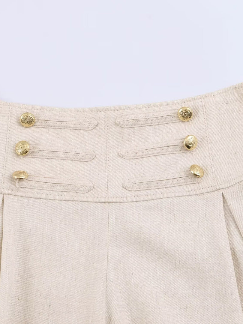 Sleeveless Stand Collar Knot Zip Vest Shorts Set N6F202