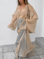 Load image into Gallery viewer, Sheer Sexy Chiffon Batwing Sleeve Maxi Dress Women N6D114