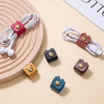 Load image into Gallery viewer, Genuine Leather Cable Organizer  Desk Cord Wrapper N6G011