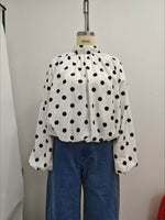 Load image into Gallery viewer, Simple Polka Dot Back Slit Blouse Women N6E145