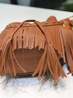 Load image into Gallery viewer, Handmade Fringe Drawstring Bucket Bag Women N6C220