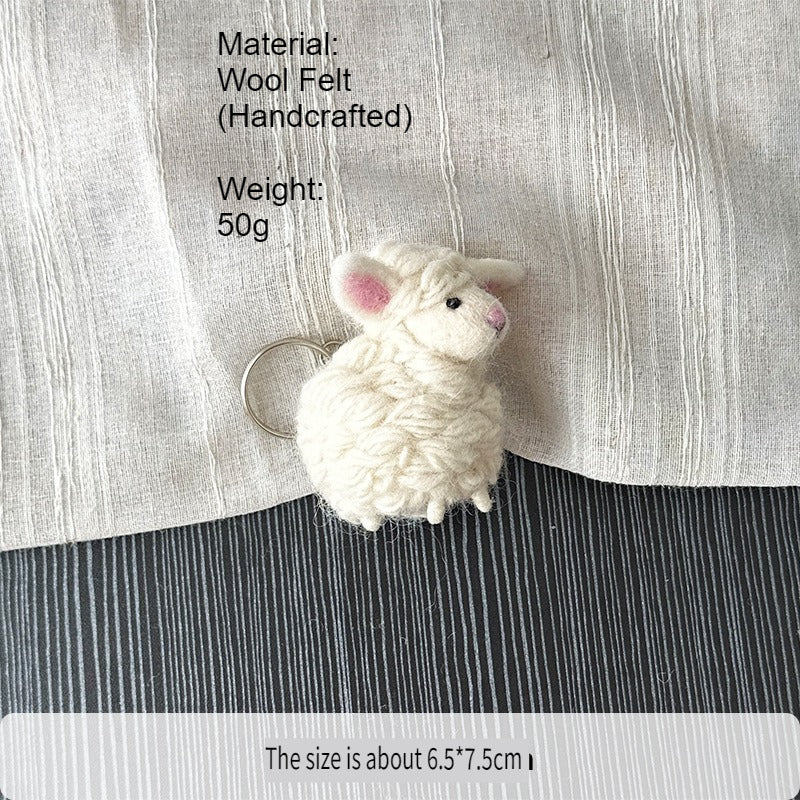 Handmade Felt Sheep Keychain Bag Charm Pendant N6G004