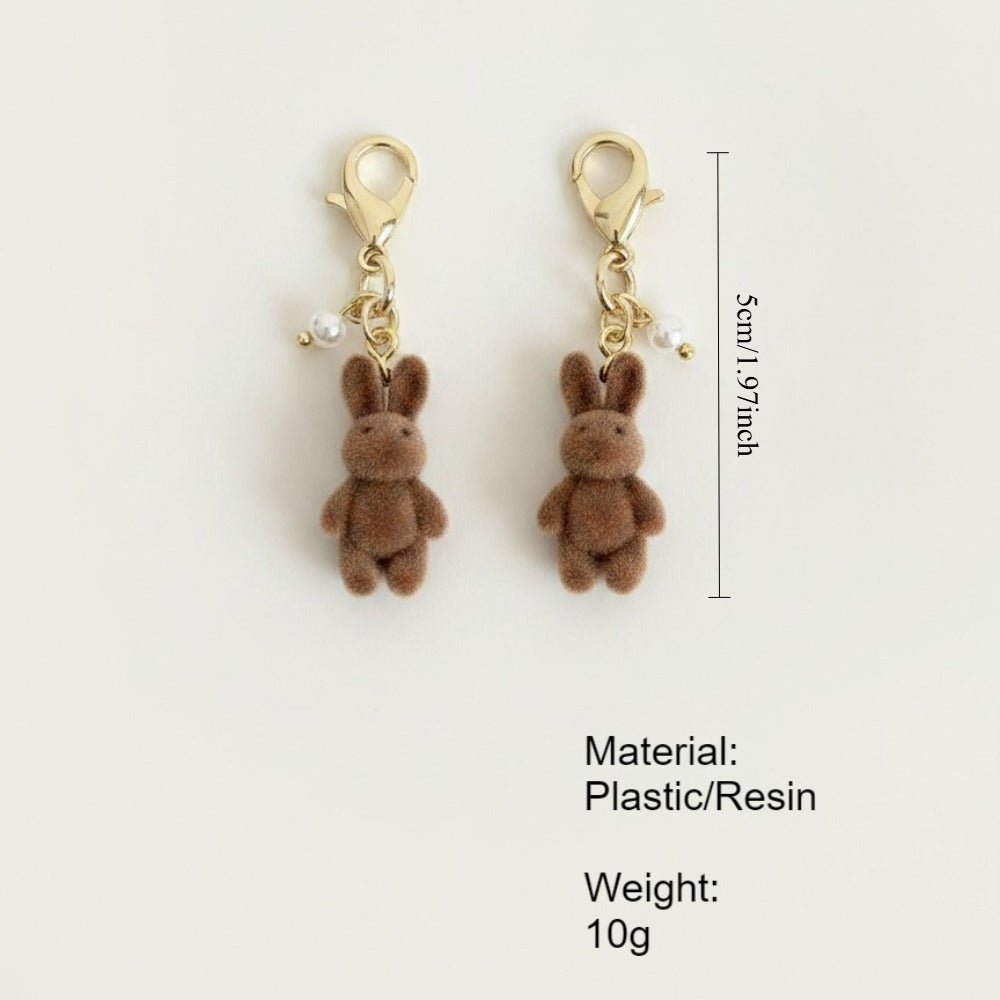 Plush Rabbit Zipper Pull Charm Keychain N6D041