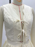Load image into Gallery viewer, Vest and High Waist Skirt Set Women Beige N6D071