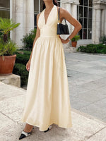 Load image into Gallery viewer, Tie-Waist V-Neck Flared Maxi Dress Women N6D120