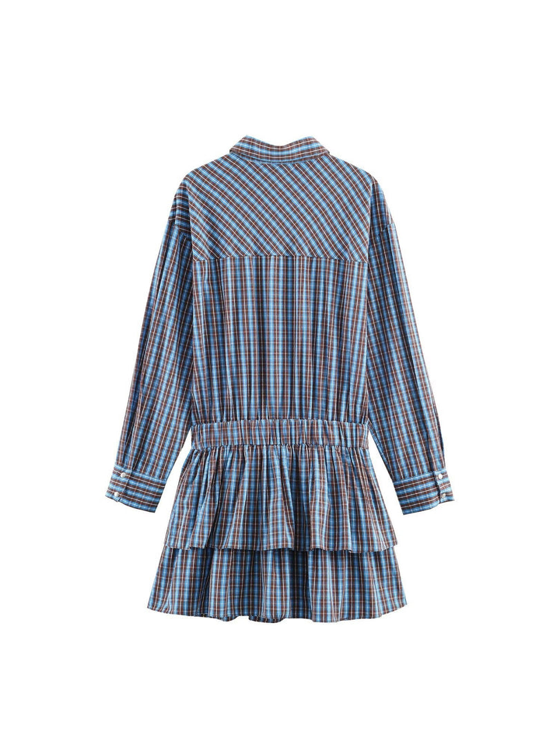 Layered Gingham Dress with Belt Women N6C115