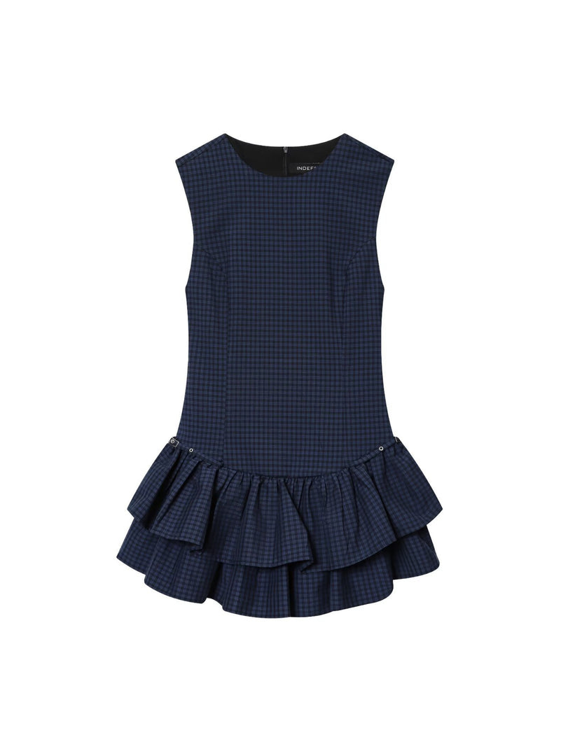 Layered Gingham Dress Women N6D126