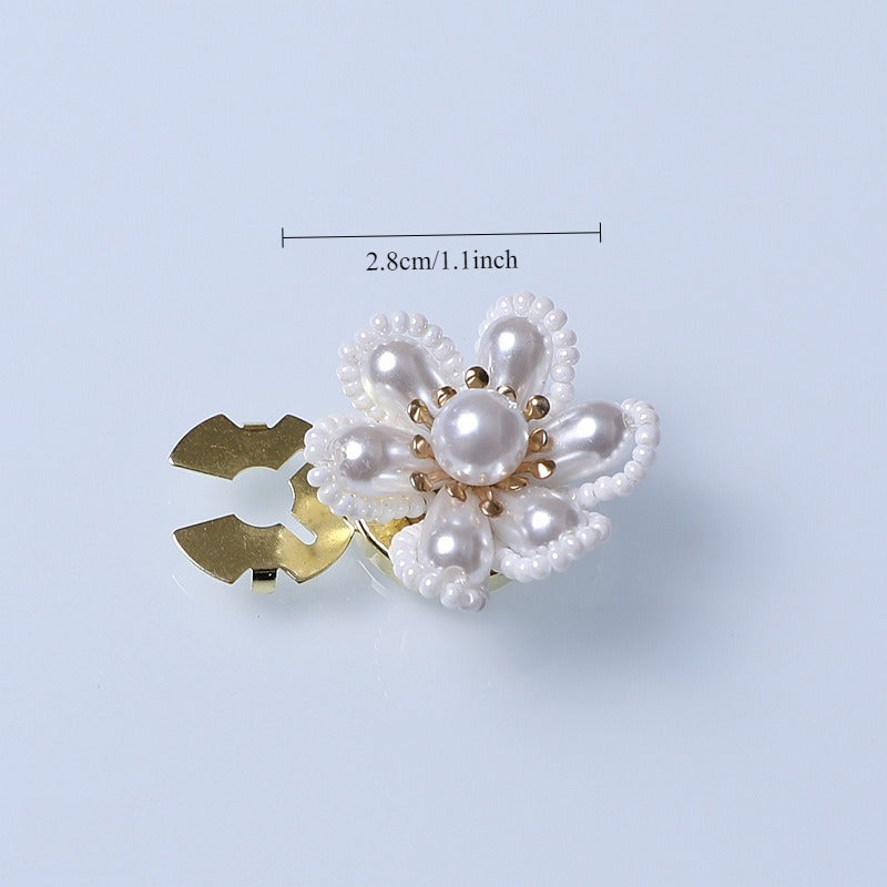 Crystal Lotus Pearl Shirt Cuff Cover Beaded Button N6G122